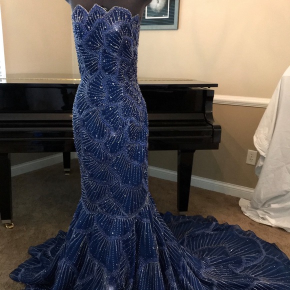 Blue Pageant Dress, Stephen Yearick Couture - Picture 7 of 9